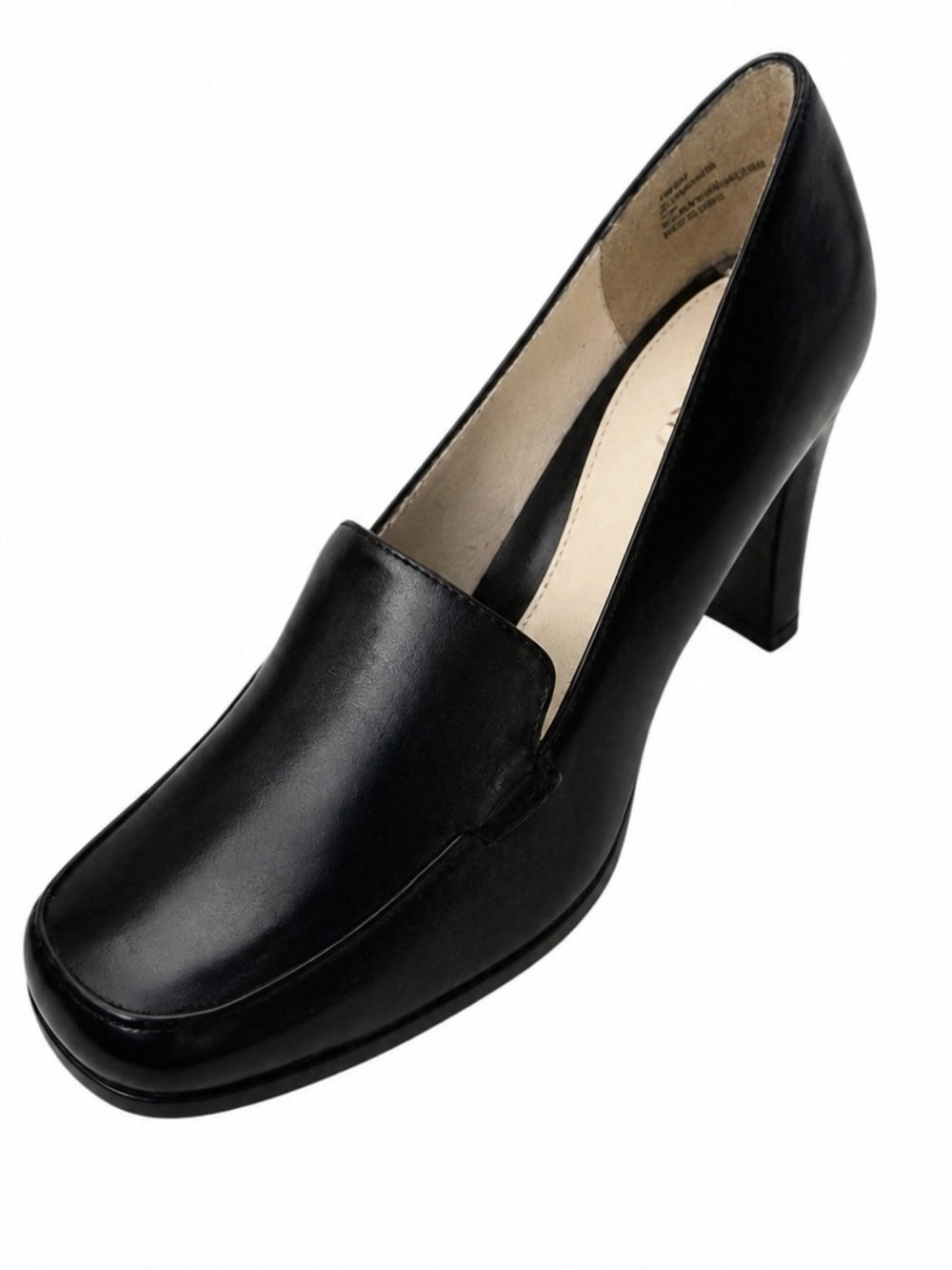 Rialto Black Leather Loafers – Women’s 7.5M – Minimalist Slip-On Heels